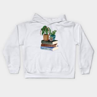 Plants on stack of books Kids Hoodie